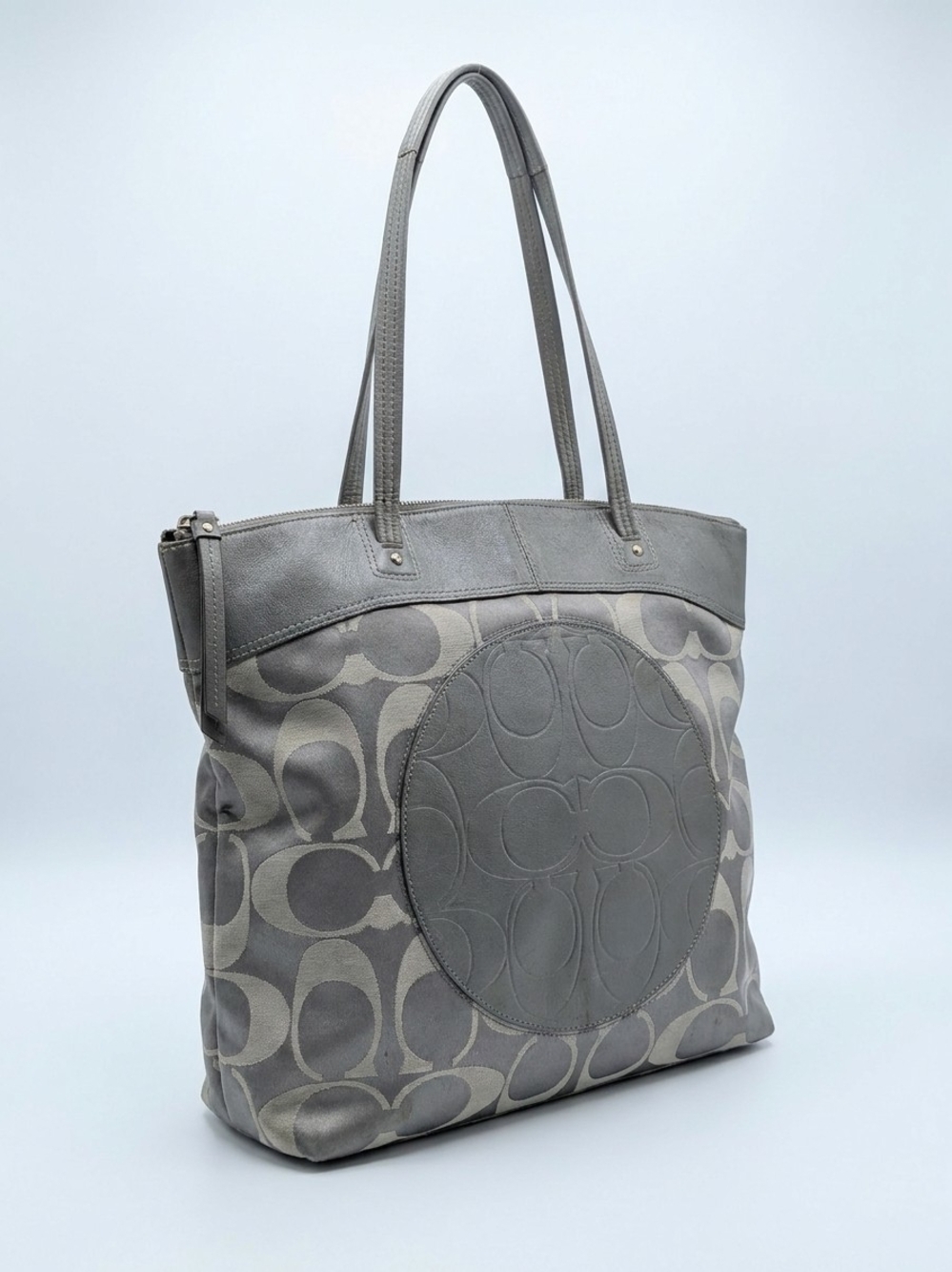 Coach Gray Signature Canvas Tote